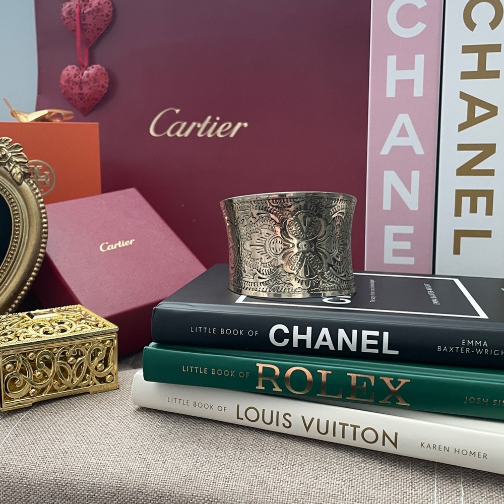 Intricately Designed Silver Decorative Cuff Brace… - image 3